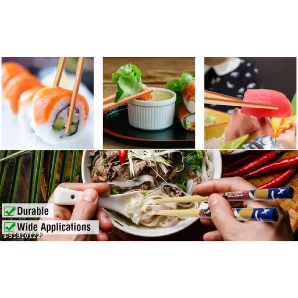 5 Pairs Natural Bamboo Chopsticks – Reusable Classic Japanese Style Chopsticks | Dishwasher Safe | Ideal for Dining & Hotels