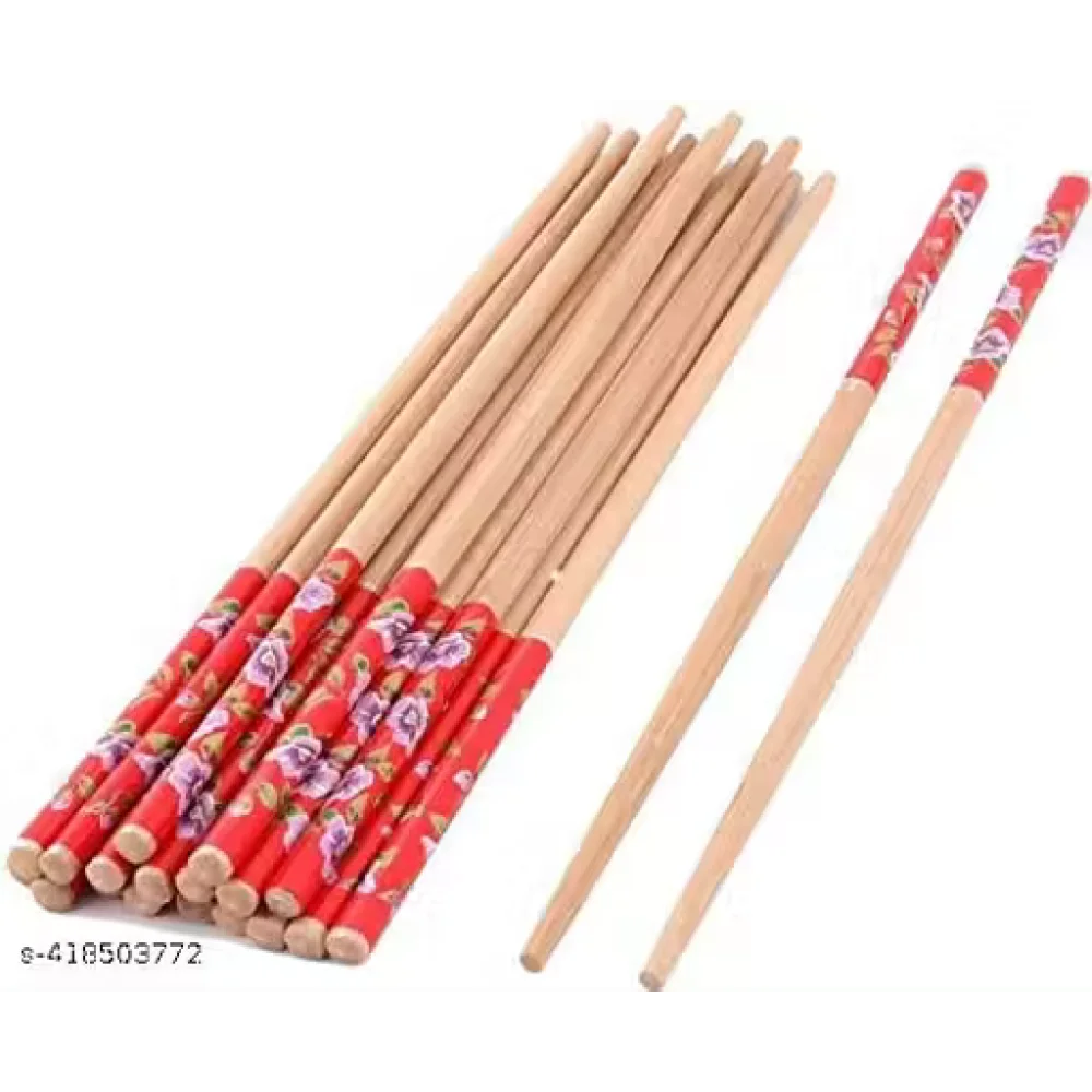 5 Pairs Chinese Printed Bamboo Wooden Chopsticks – Quality Reusable Wood Chopsticks for Dining & Hotels