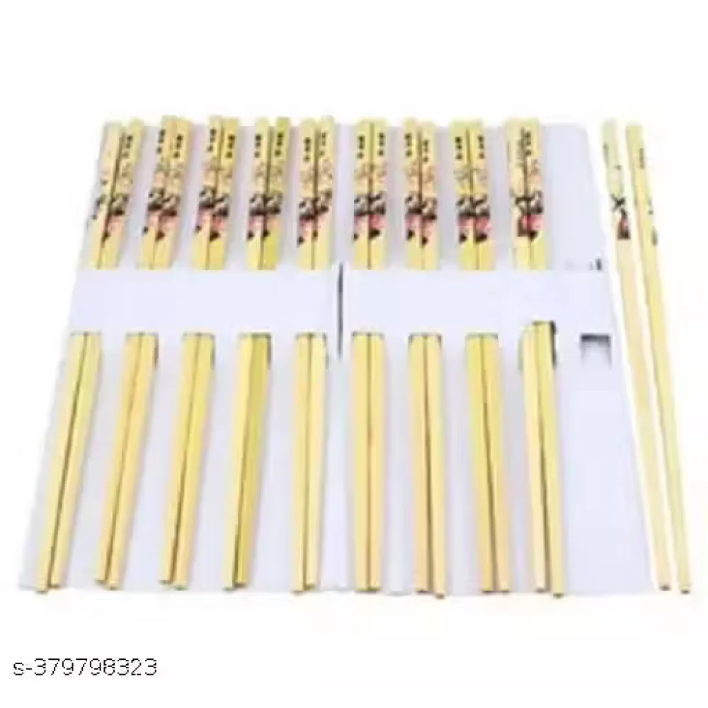 5 Pairs Reusable Natural Bamboo Wooden Chopsticks – Classic Chinese Style, Assorted Design (Dining & Hotel Use)