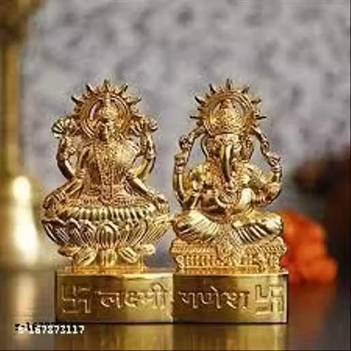 Golden Laxmi Ganesh Ji Idol for Diwali Pooja & Home Temple
