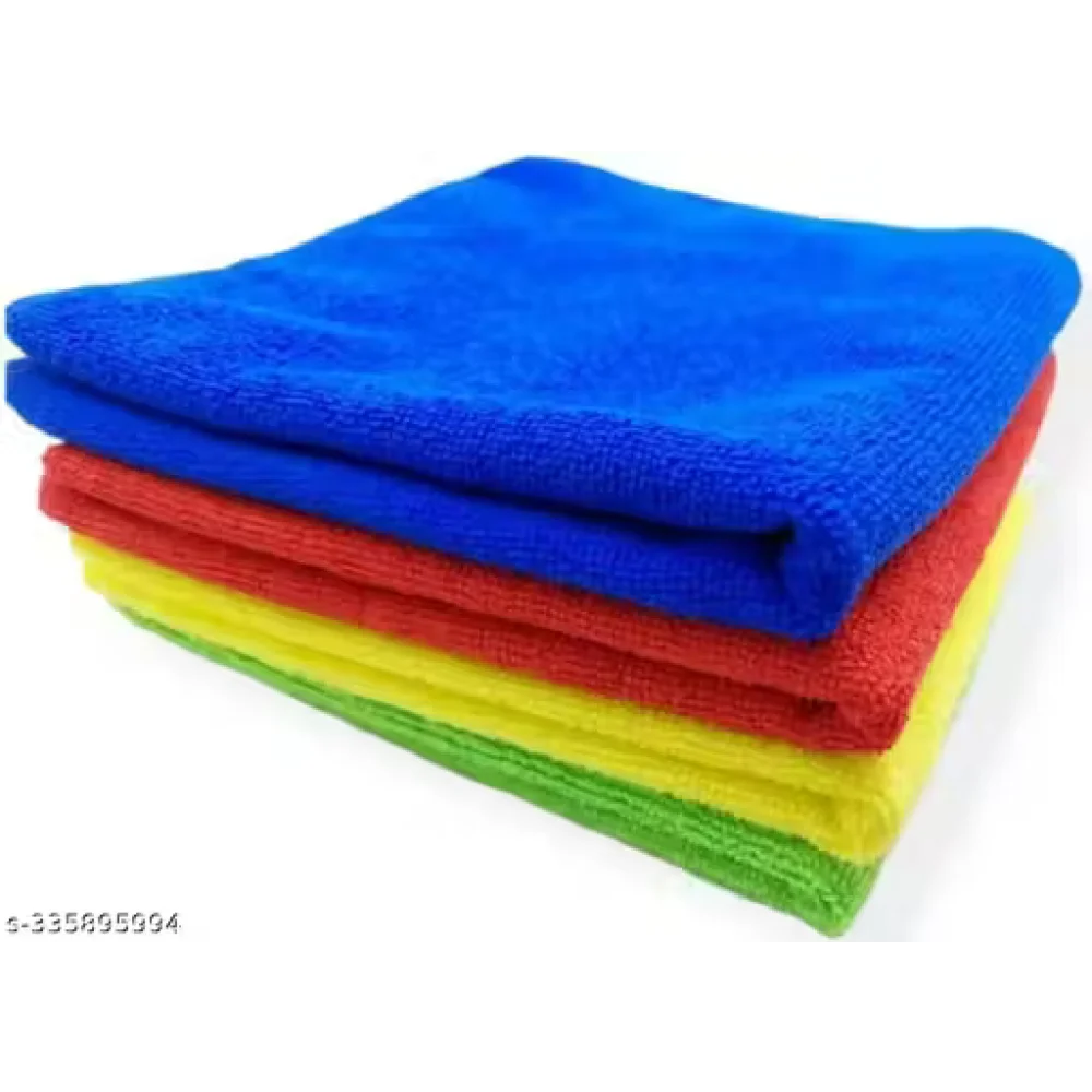 Microfiber Cleaning Cloth Set of 4 – 40x40 cm, 280 GSM Multi-Color Thick Lint & Streak-Free Towels – Multipurpose Microfibre Cloth for Car, Bike, Kitchen & Home Cleaning