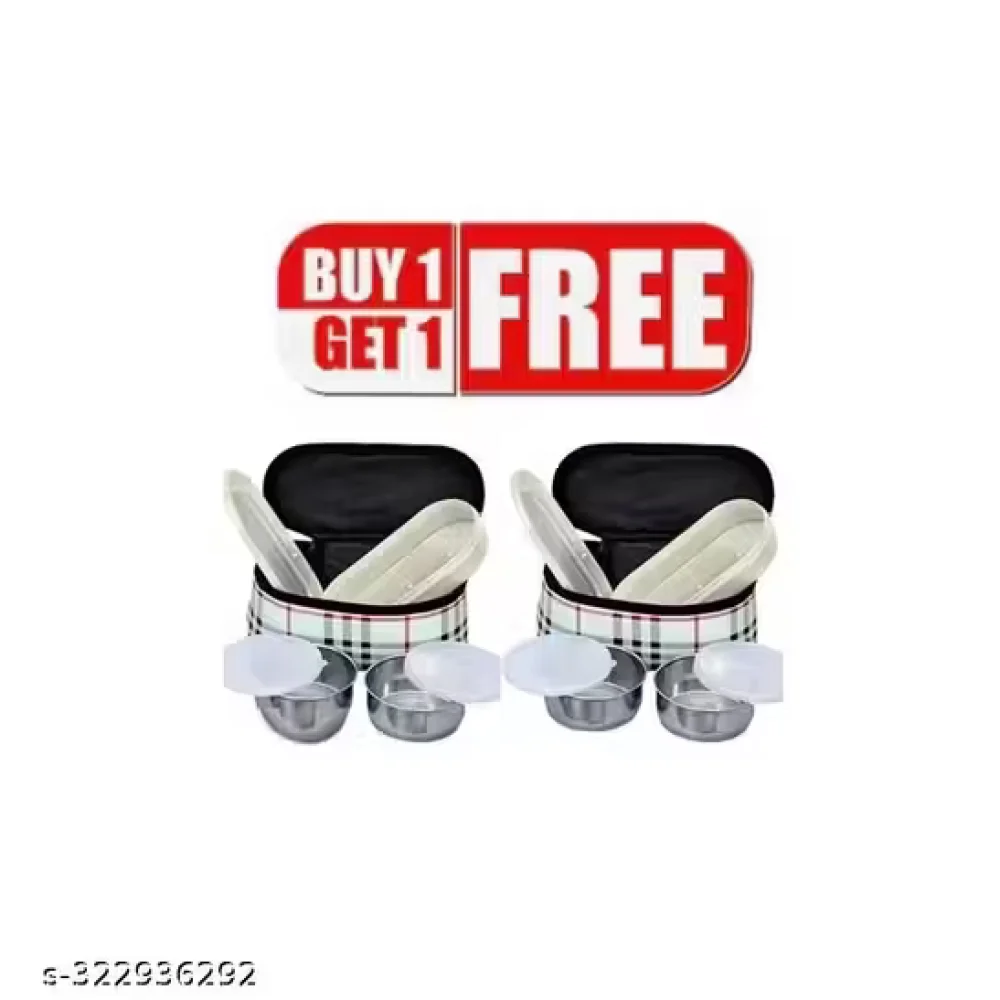 2 Pieces Kids Tupperware College & School Combo Double Decker Lunch Box (750 ml) – 3 Containers Thermoware Lunchbox