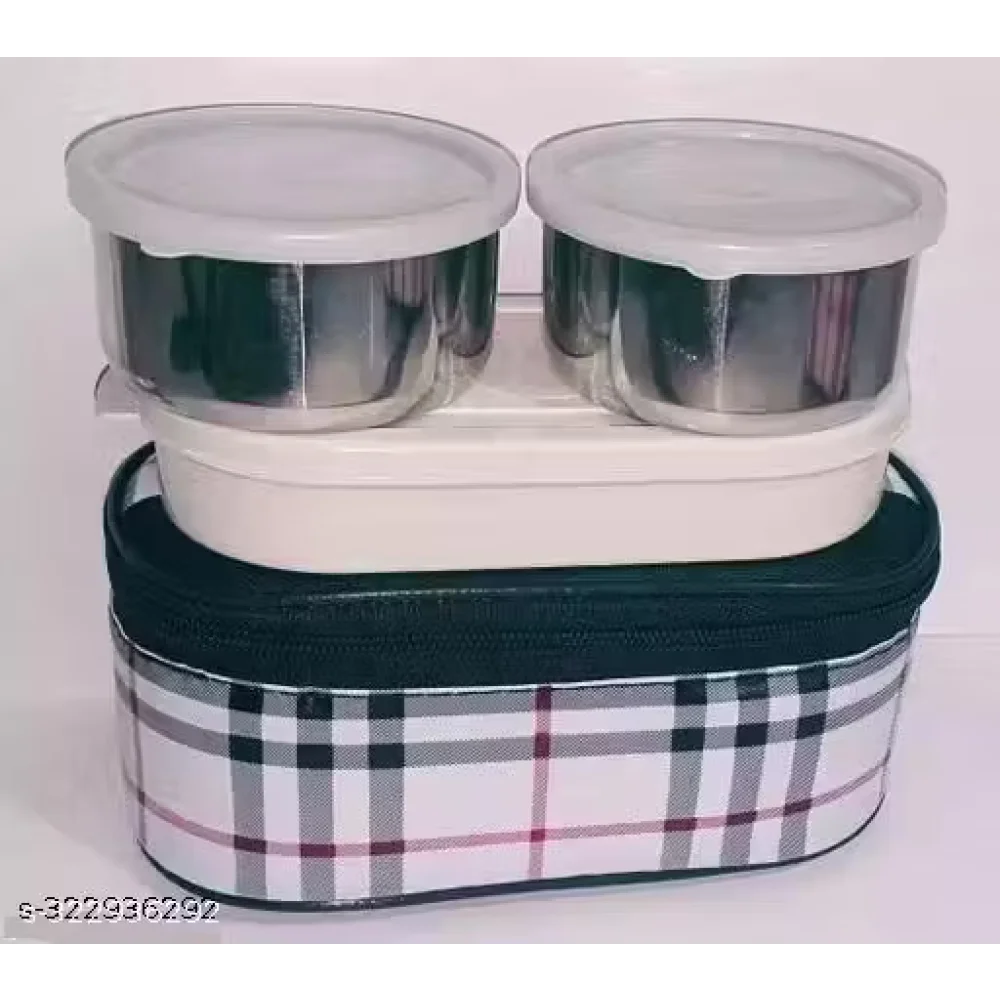 2 Pieces Kids Tupperware College & School Combo Double Decker Lunch Box (750 ml) – 3 Containers Thermoware Lunchbox