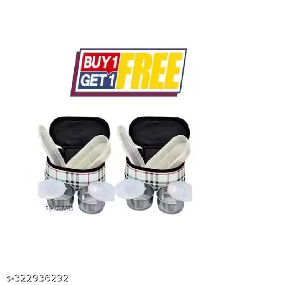 2 Pieces Kids Tupperware College & School Combo Double Decker Lunch Box (750 ml) – 3 Containers Thermoware Lunchbox