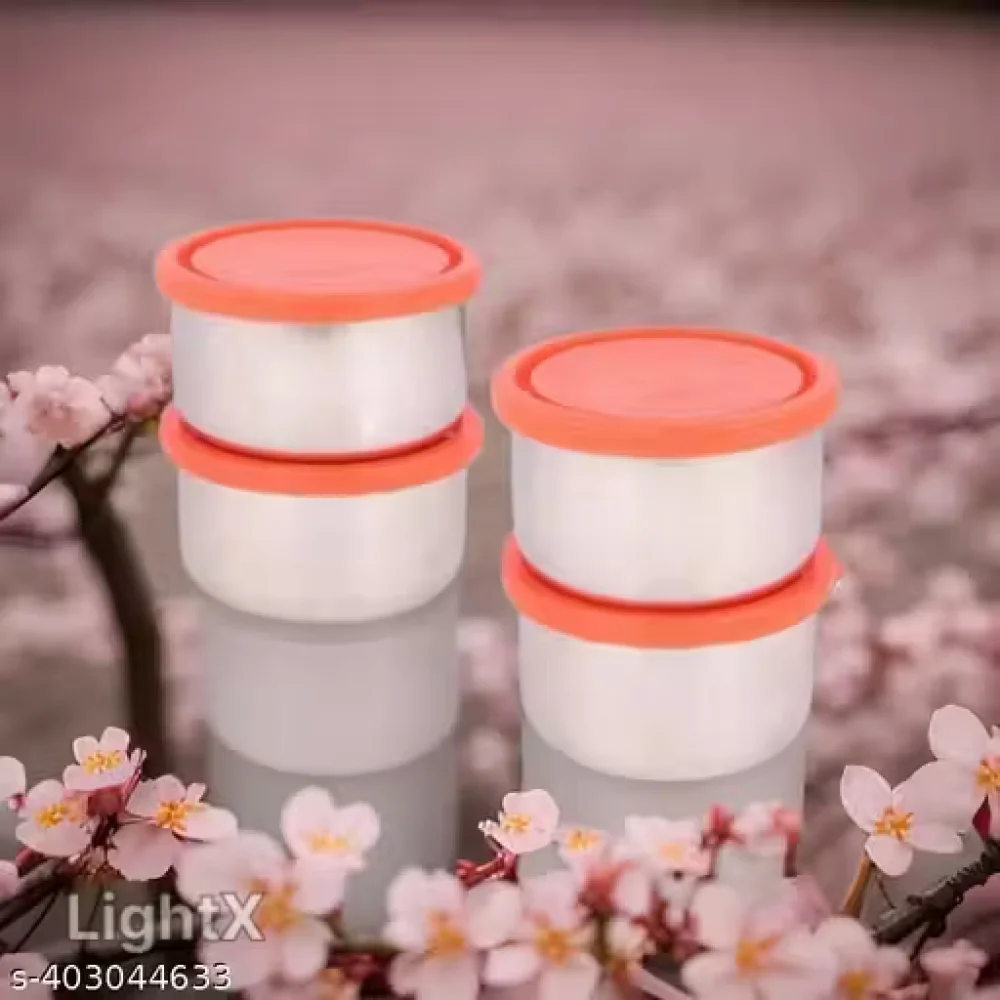 NSCC Only 4 Pieces Steel Containers 4 × 300 ml – Stainless Steel Leak-Resistant Food Storage Containers