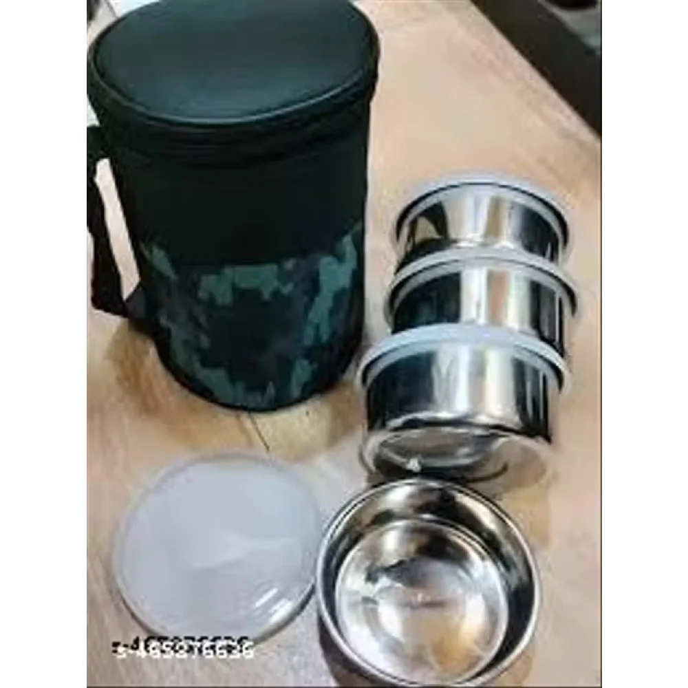 MILITARY TASTY4 Lunch Box with Designer Bag and 4 Steel Containers with Lid