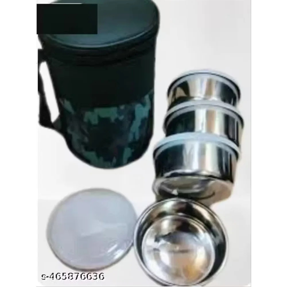 MILITARY TASTY4 Lunch Box with Designer Bag and 4 Steel Containers with Lid