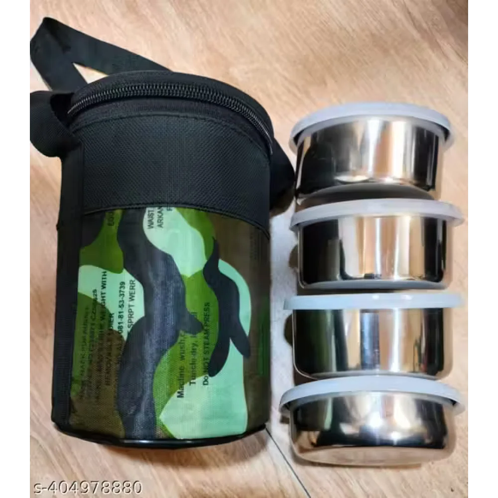 Office Military Camouflage Tasty 4 Lunch Box with 4 Stainless Steel Containers