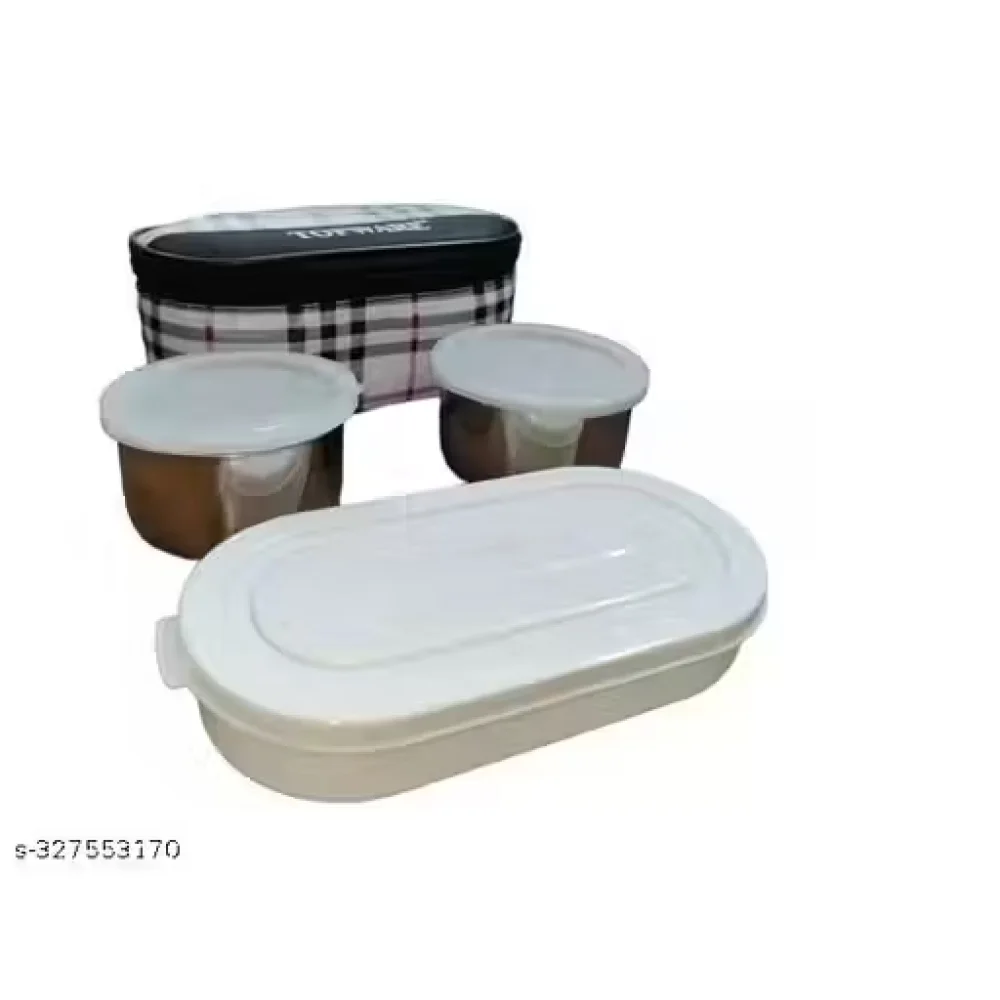 1 Piece Topware College & School Combo Double Decker Lunch Box (750 ml) – 3 Containers Thermoware Lunchbox