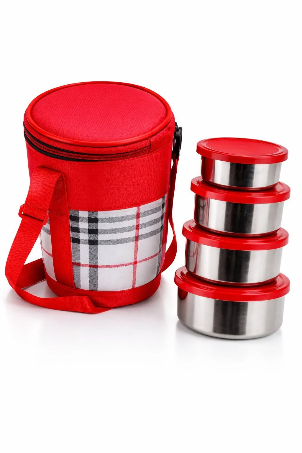 Tasty 4 Container Lunch Box with Carry Bag – Leak-Proof Multi-Compartment Food Storage Set