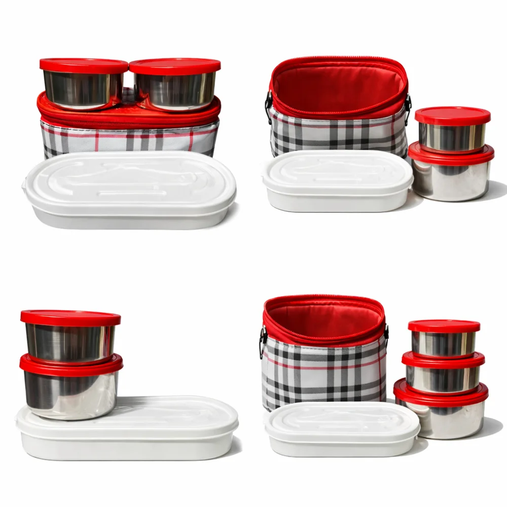 HUM TUM Topware College & School Combo Double Decker Lunch Box with 3 Containers (750 ml, Thermoware)