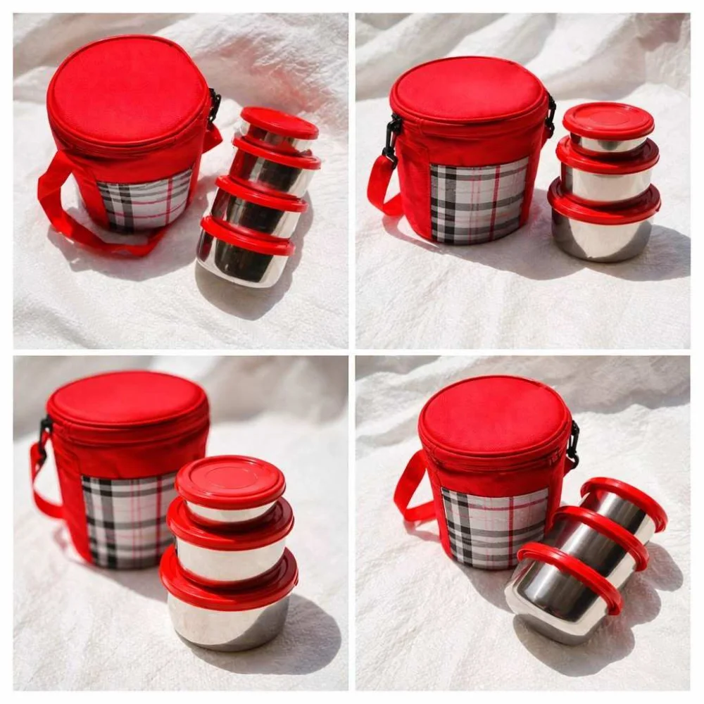 HUM TUM Topware College & School Combo Double Decker Lunch Box with 3 Containers (750 ml, Thermoware)