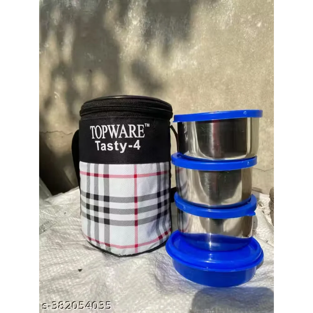 TASTY4 Containers Tiffin Lunch Box for Kids, Office & Picnic – Leak-Resistant 4 Compartment Food Storage Box