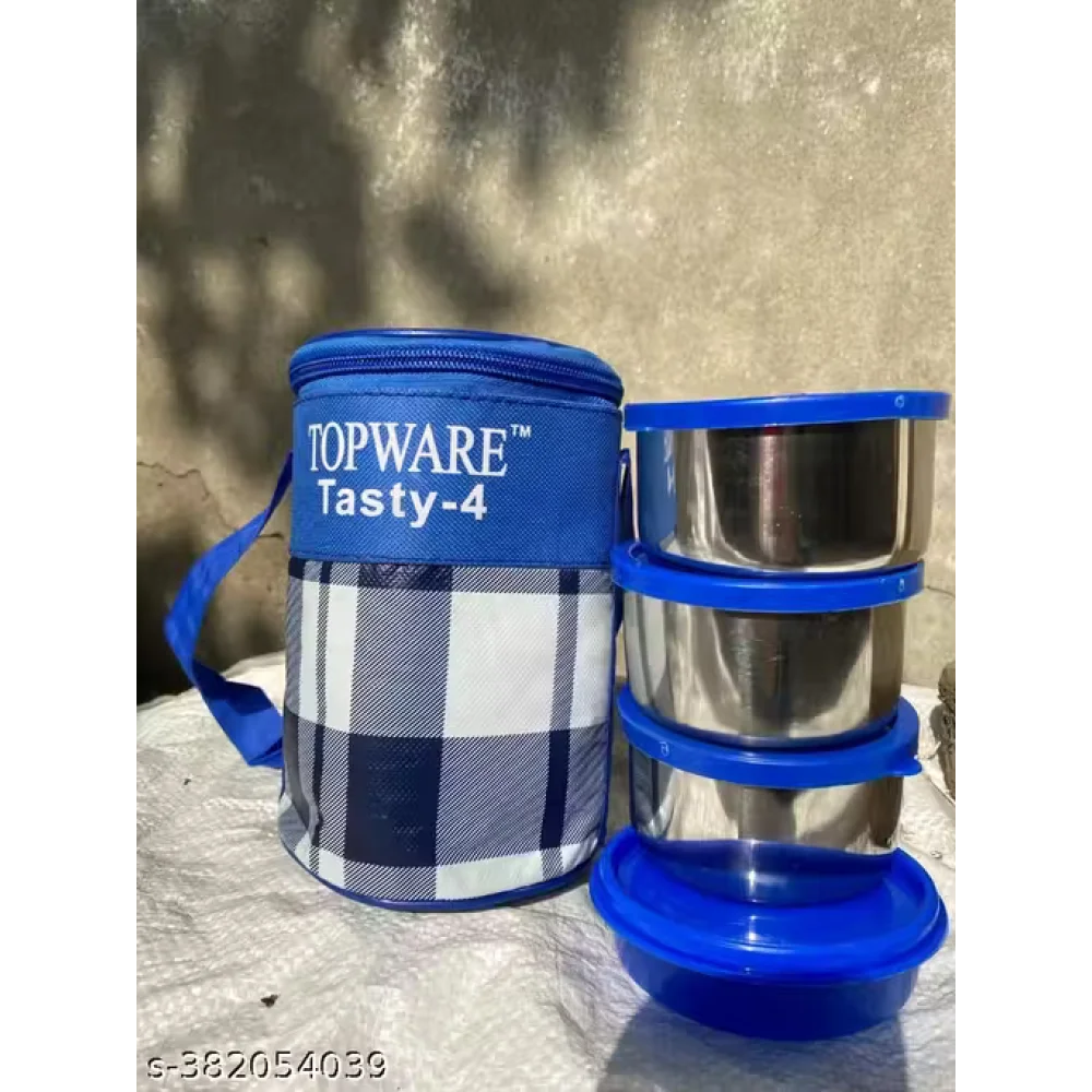 TASTY4 Containers Tiffin Lunch Box for Kids, Office & Picnic – Leak-Resistant 4 Compartment Food Storage Box