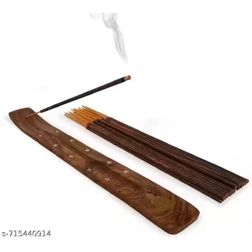 Wooden Agarbatti Stand | Incense Stick Holder with Ash Catcher | Handcrafted Pooja Dhoop Stand for Home & Temple