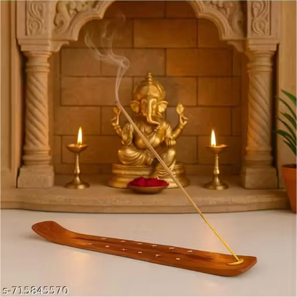 Wooden Agarbatti Stand | Incense Stick Holder with Ash Catcher | Handcrafted Pooja Dhoop Stand for Home & Temple