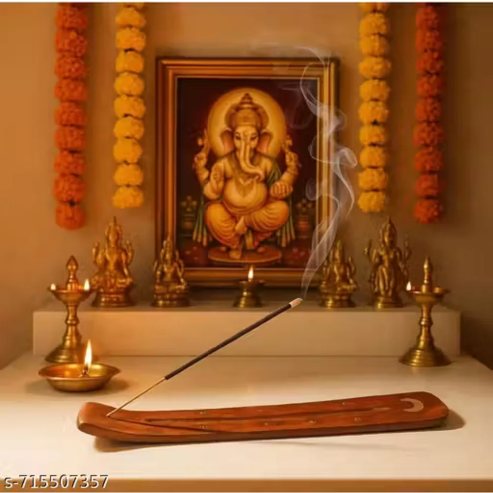 Wooden Agarbatti Stand | Incense Stick Holder with Ash Catcher | Handcrafted Pooja Dhoop Stand for Home & Temple