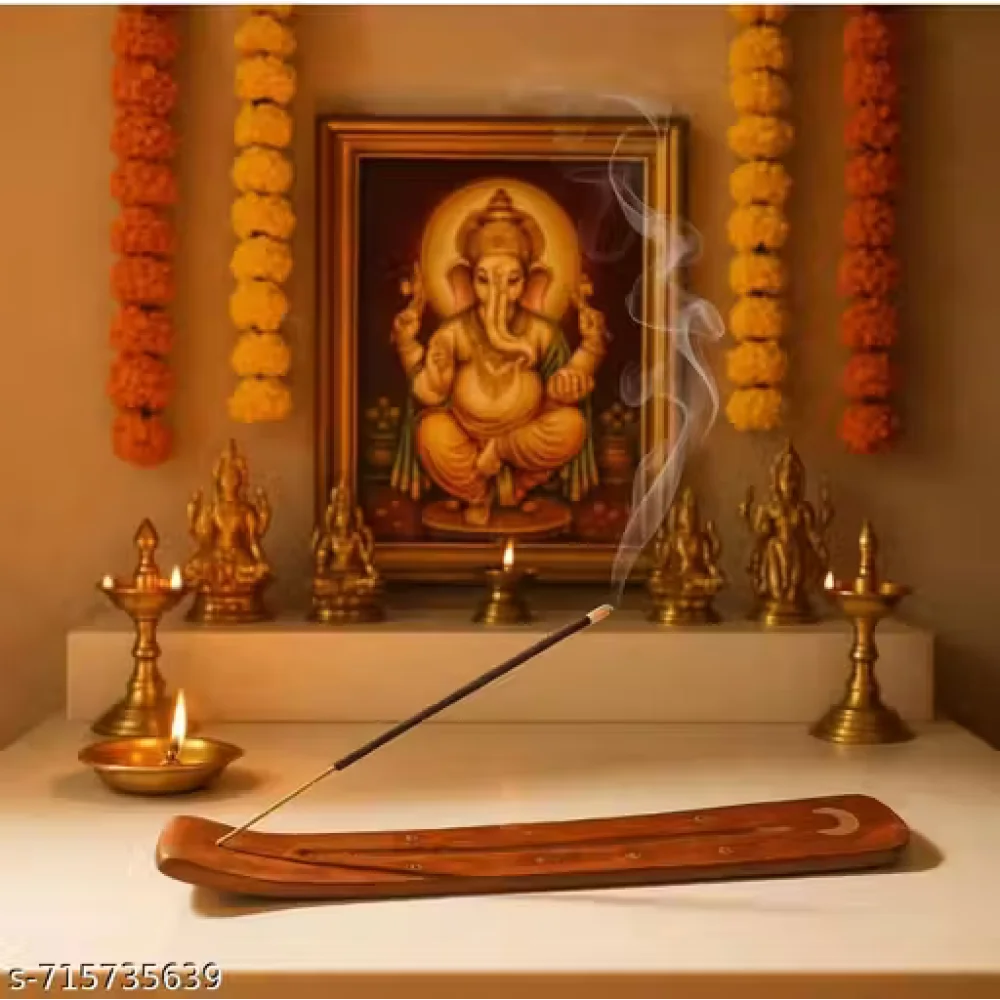Wooden Agarbatti Stand | Incense Stick Holder with Ash Catcher | Handcrafted Pooja Dhoop Stand for Home & Temple