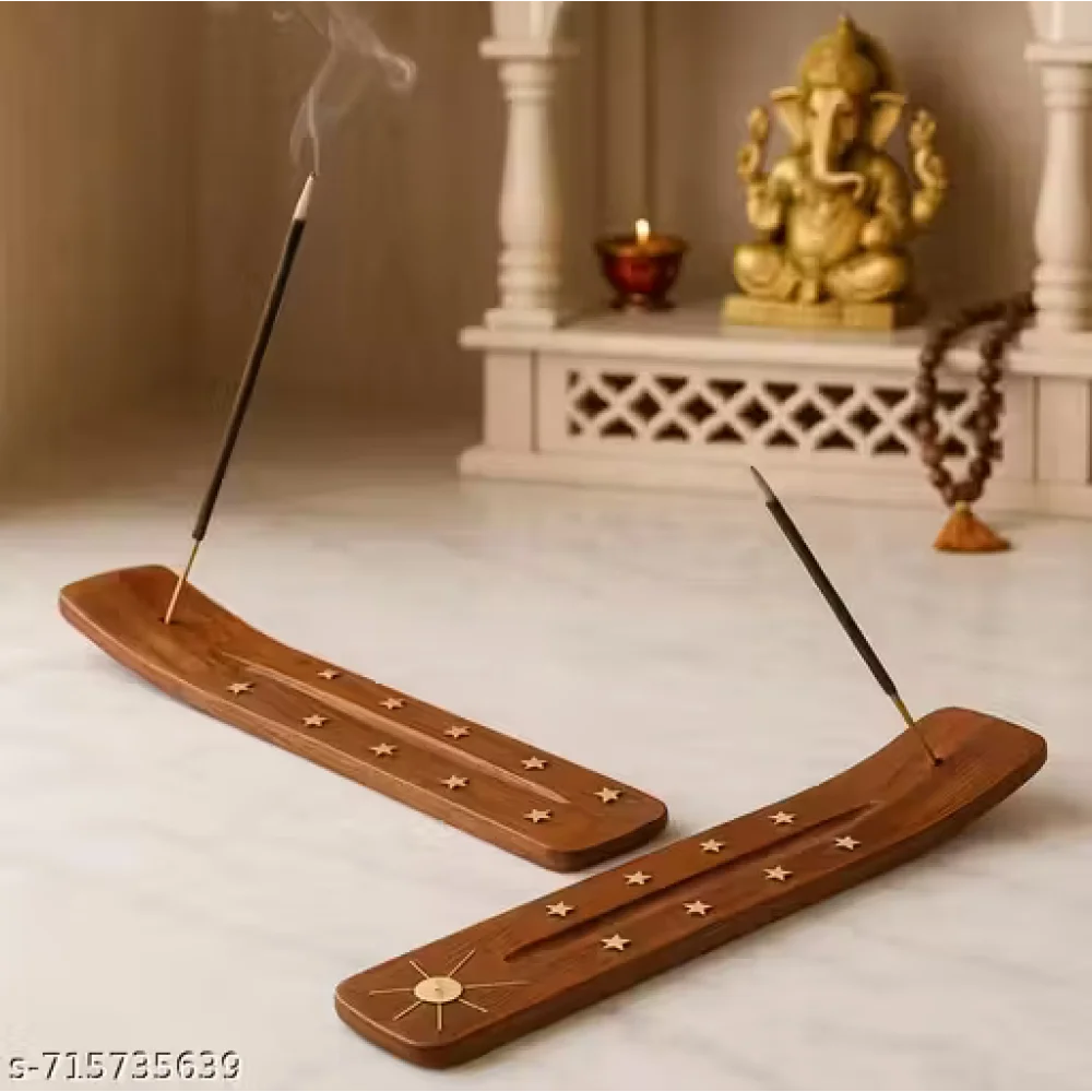 Wooden Agarbatti Stand | Incense Stick Holder with Ash Catcher | Handcrafted Pooja Dhoop Stand for Home & Temple