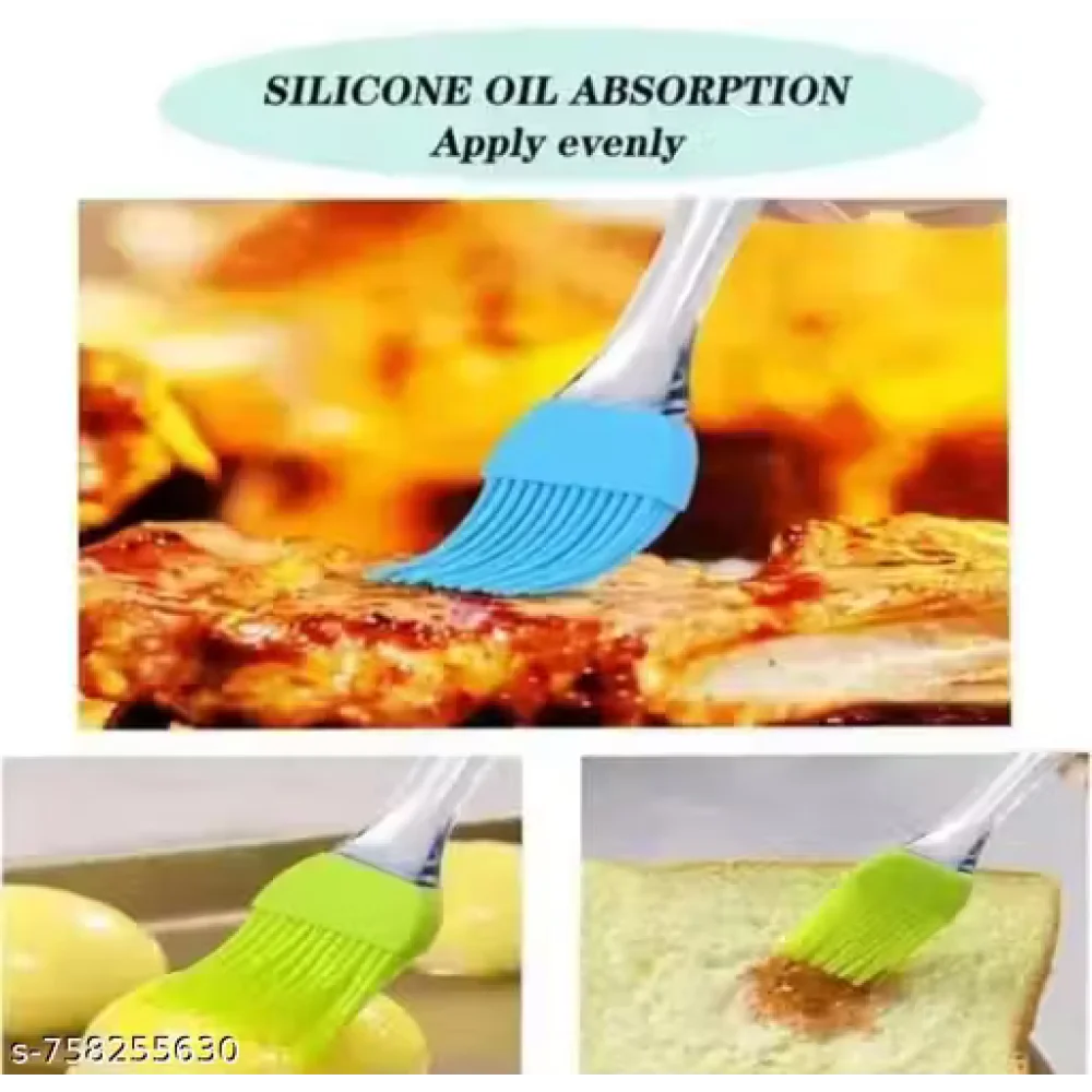 Premium Heat Resistant Silicone Pastry Brush | Oil & Butter Basting Brush for Baking, BBQ & Cooking | Food Grade Kitchen Tool | PACK OF 2