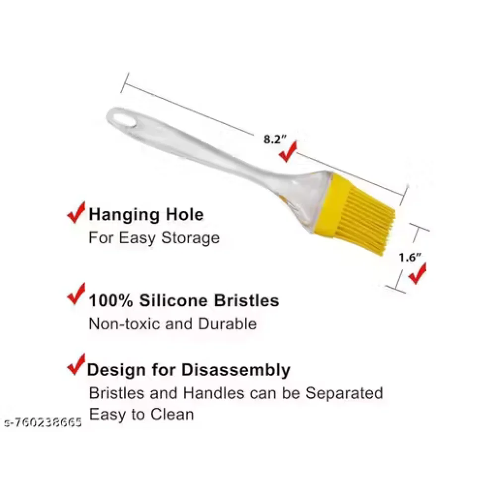 Premium Heat Resistant Silicone Pastry Brush | Oil & Butter Basting Brush for Baking, BBQ & Cooking | Food Grade Kitchen Tool | PACK OF 2