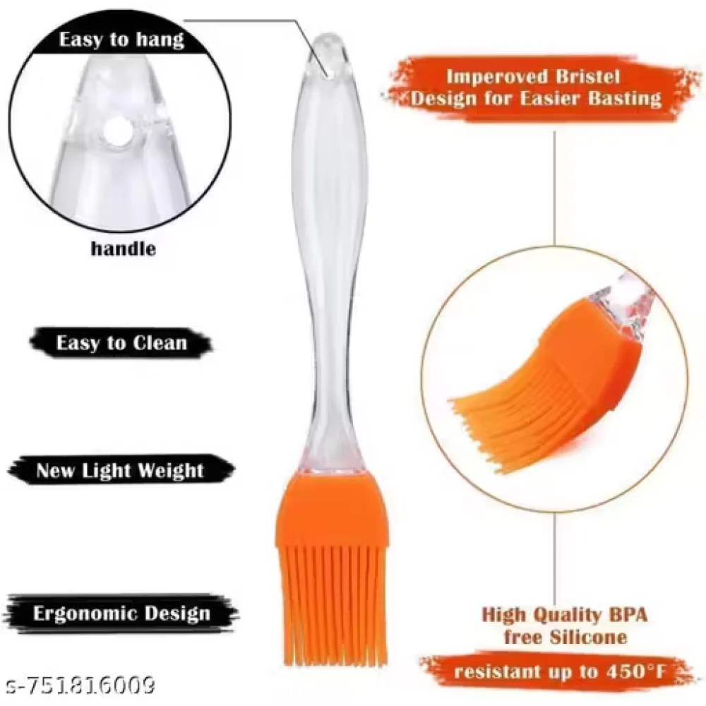 Premium Heat Resistant Silicone Pastry Brush | Oil & Butter Basting Brush for Baking, BBQ & Cooking | Food Grade Kitchen Tool | PACK OF 2