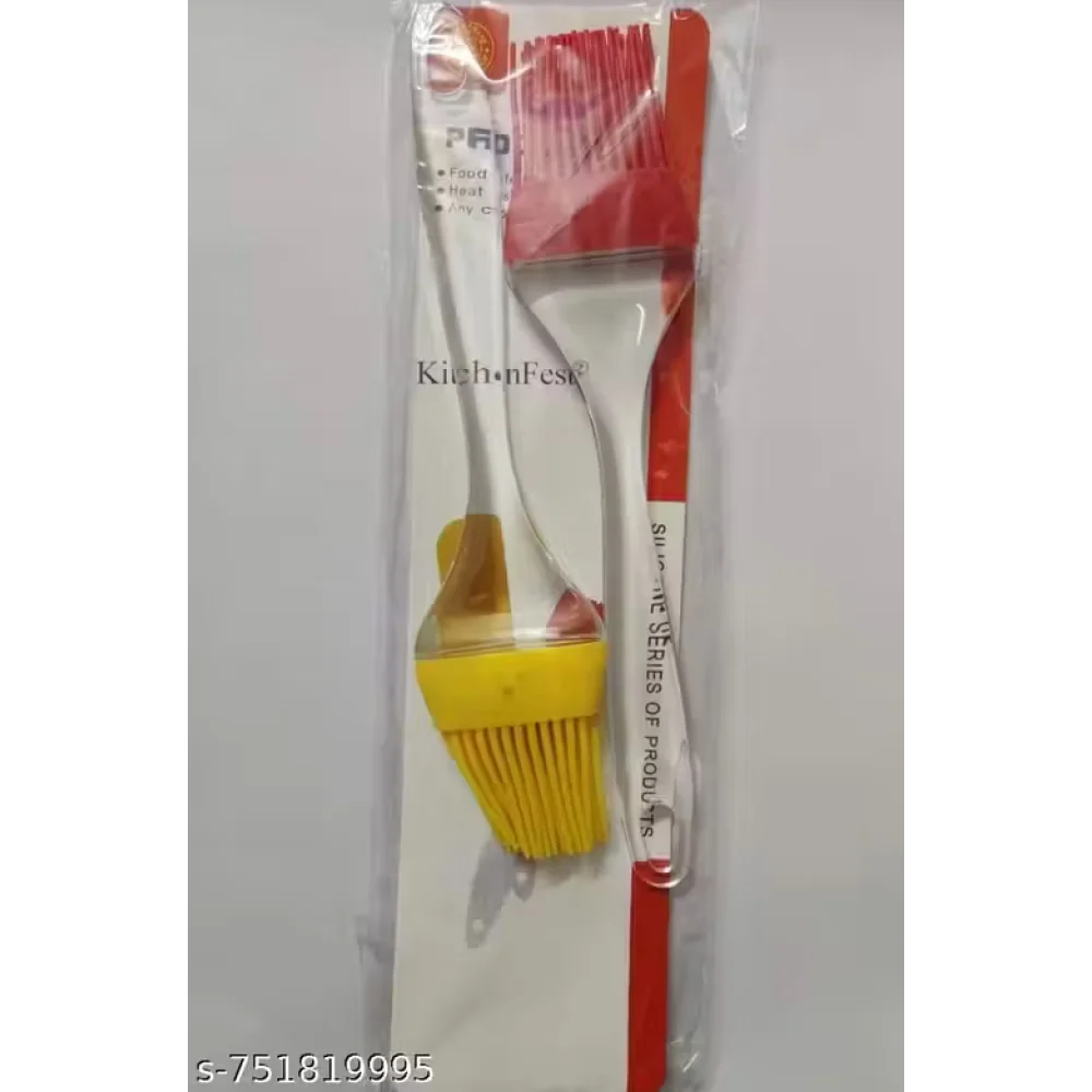 Premium Heat Resistant Silicone Pastry Brush | Oil & Butter Basting Brush for Baking, BBQ & Cooking | Food Grade Kitchen Tool | PACK OF 2