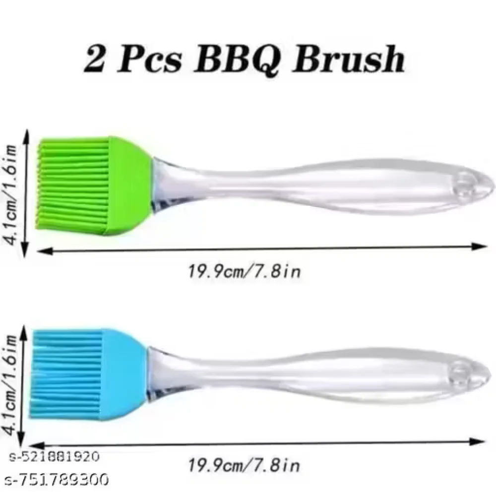 Premium Heat Resistant Silicone Pastry Brush | Oil & Butter Basting Brush for Baking, BBQ & Cooking | Food Grade Kitchen Tool | PACK OF 2