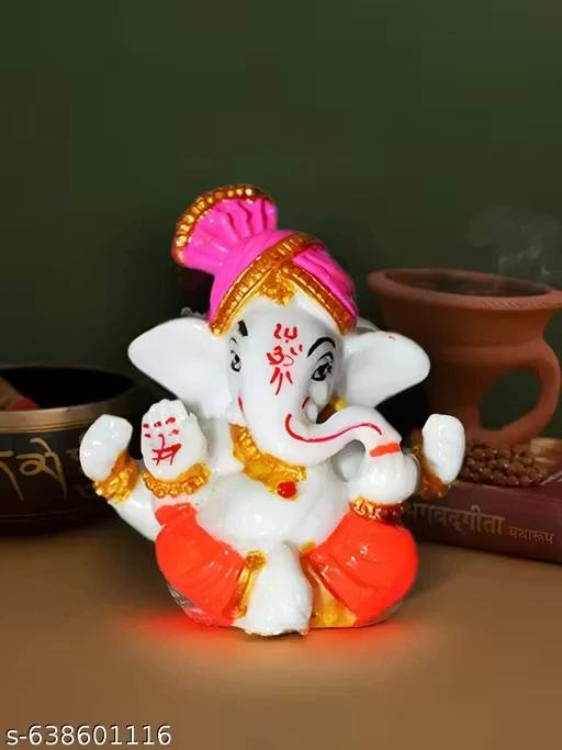Handcrafted Ganeshji Idol with Pagri – Decorative Lord Ganesha Statue for Home & Pooja