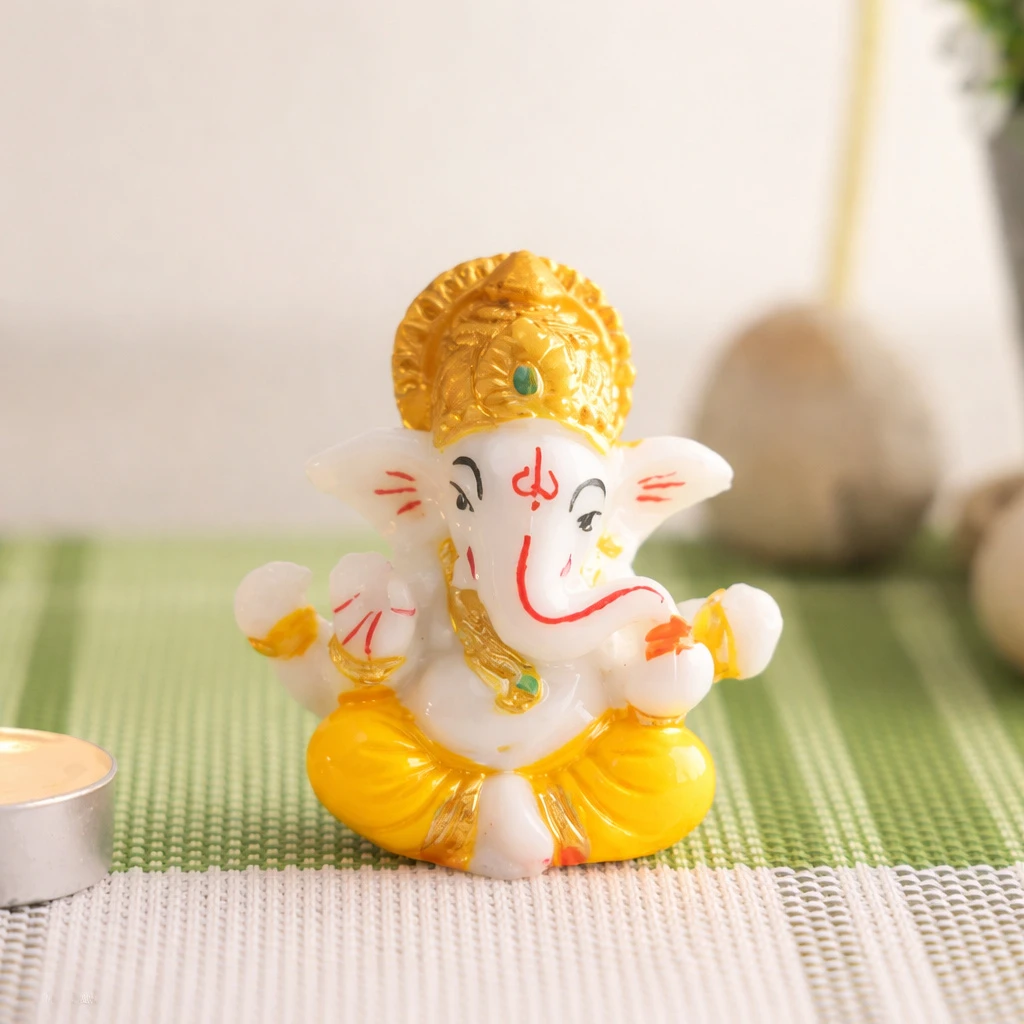 Handcrafted Ganeshji Idol with Pagri – Decorative Lord Ganesha Statue for Home & Pooja