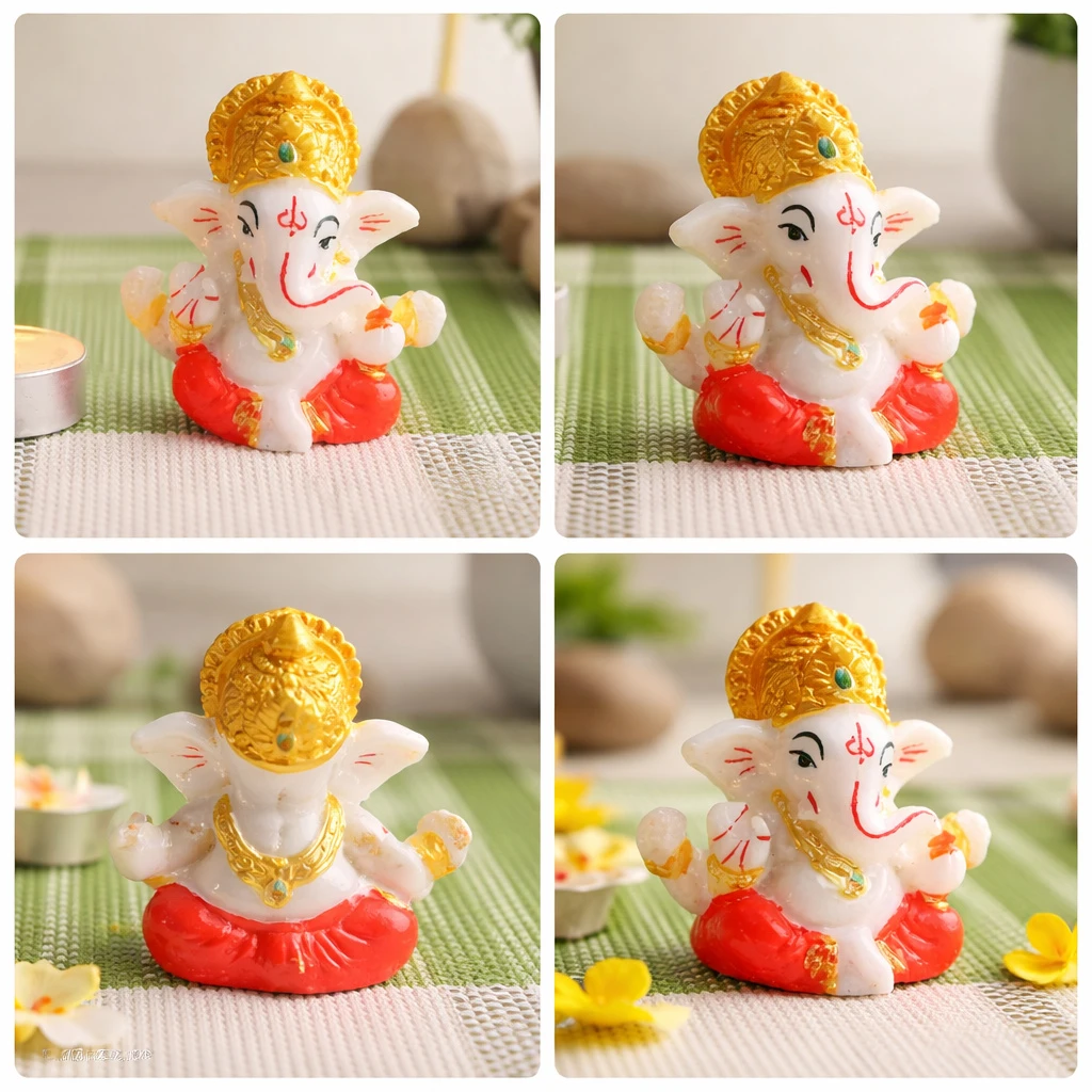 Handcrafted Ganeshji Idol with Pagri – Decorative Lord Ganesha Statue for Home & Pooja