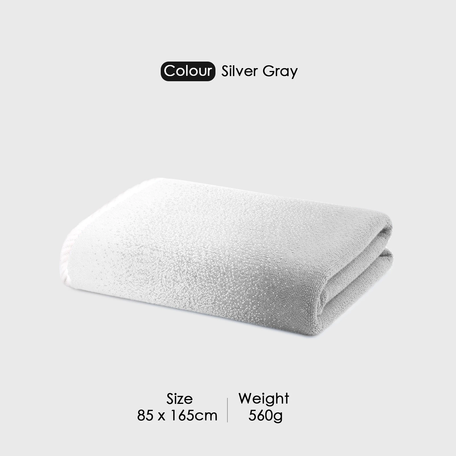 HOUSSE Ombre Microfiber Bath Towel –Extra Large Size 85×165 cm, Super Soft & Quick Dry, Super Absorbent Bathing Towel with 3 Buttons & Hanging Hook | Suitable for Gym, Home & Everyday Use-Silver Grey