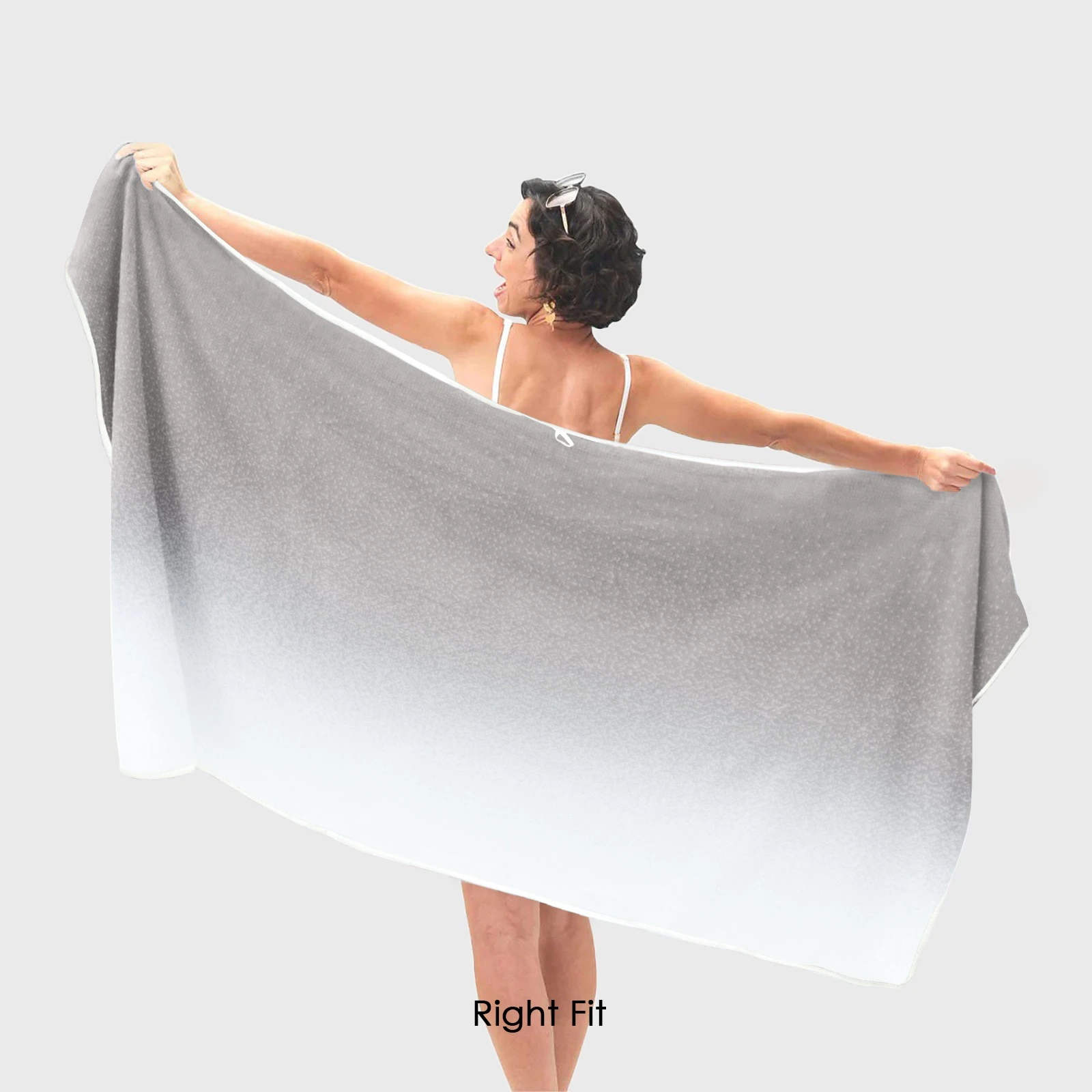 HOUSSE Ombre Microfiber Bath Towel –Extra Large Size 85×165 cm, Super Soft & Quick Dry, Super Absorbent Bathing Towel with 3 Buttons & Hanging Hook | Suitable for Gym, Home & Everyday Use-Silver Grey