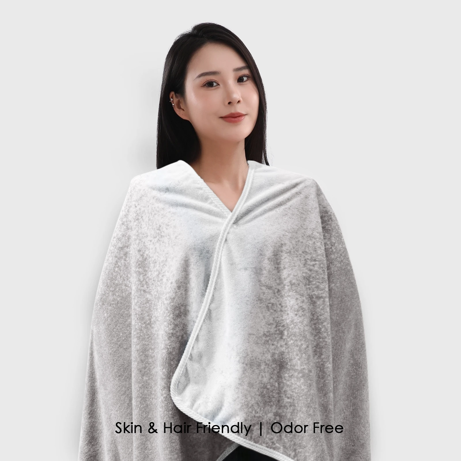 HOUSSE Ombre Microfiber Bath Towel –Extra Large Size 85×165 cm, Super Soft & Quick Dry, Super Absorbent Bathing Towel with 3 Buttons & Hanging Hook | Suitable for Gym, Home & Everyday Use-Silver Grey