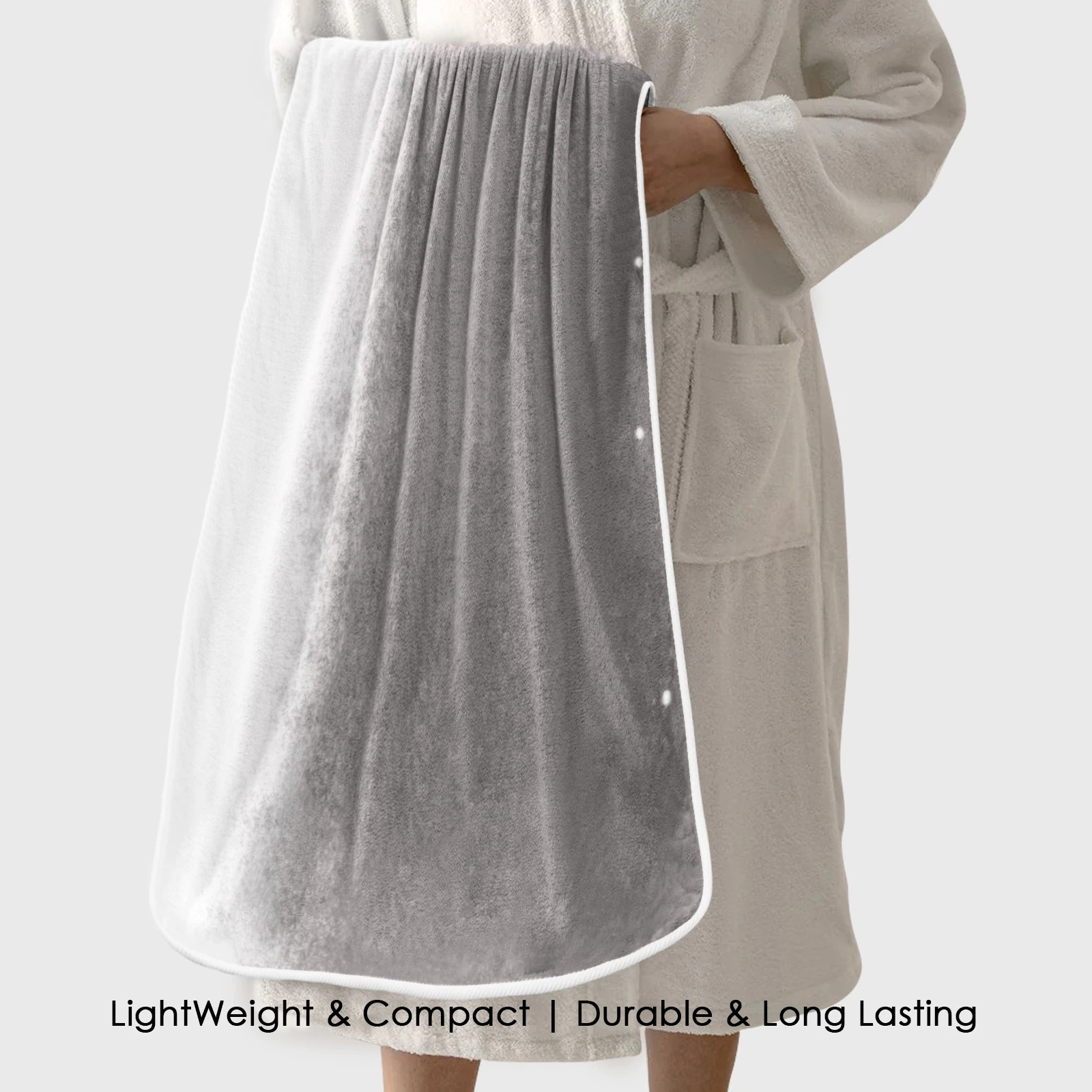 HOUSSE Ombre Microfiber Bath Towel –Extra Large Size 85×165 cm, Super Soft & Quick Dry, Super Absorbent Bathing Towel with 3 Buttons & Hanging Hook | Suitable for Gym, Home & Everyday Use-Silver Grey