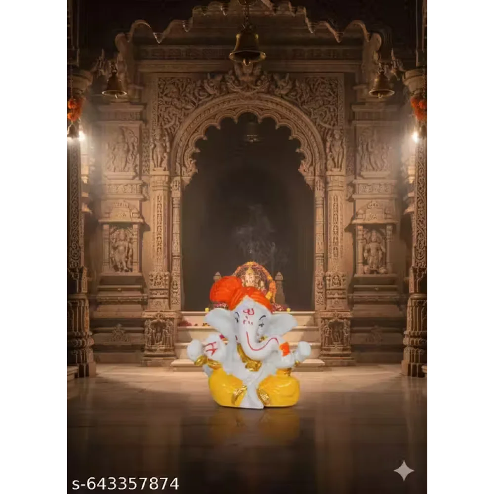 Handcrafted Ganeshji Idol with Pagri – Decorative Lord Ganesha Statue for Home & Pooja