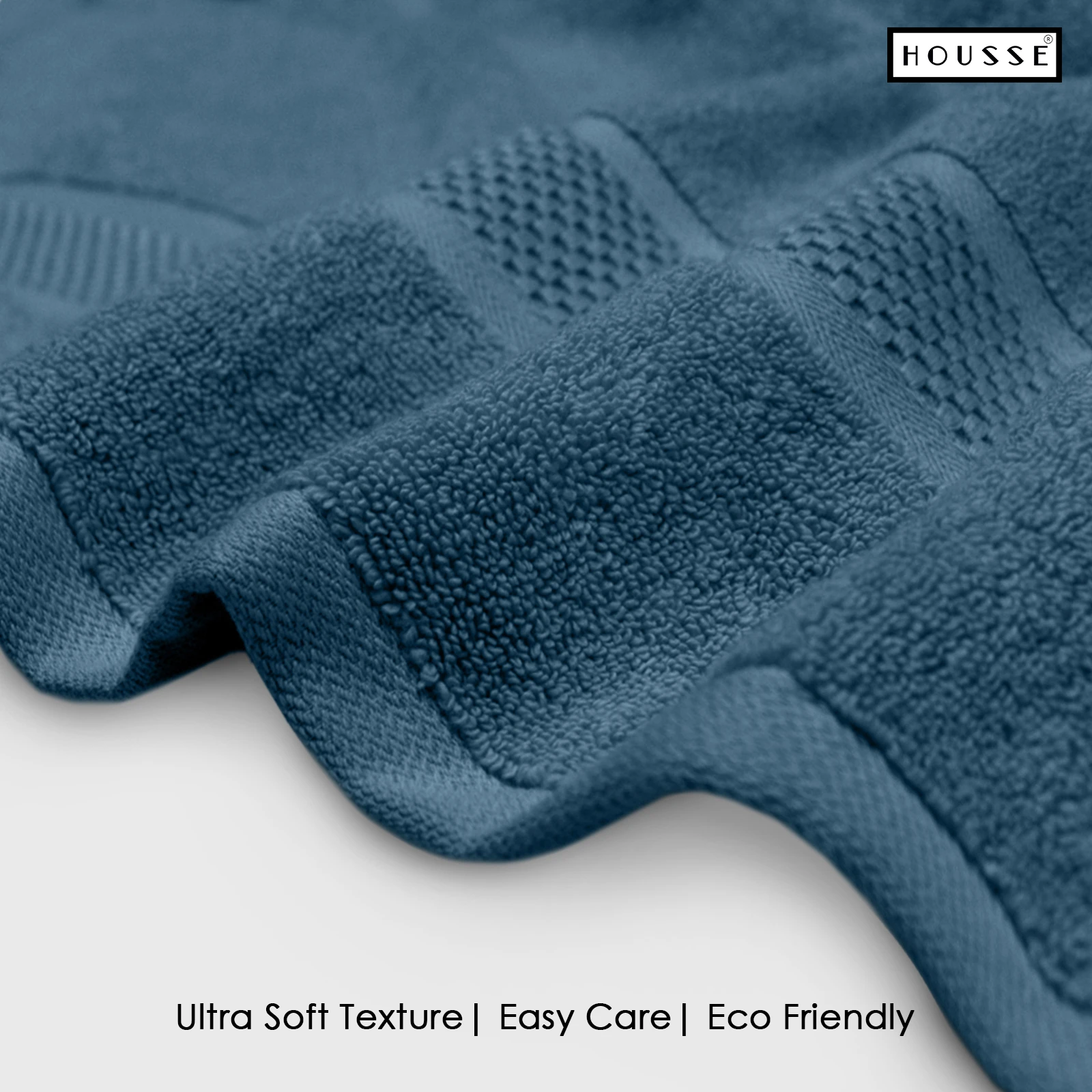HOUSSE Nexora 100% Pure Cotton 600 GSM Bath Towel 75x150 cm – Extra Large, Ultra Soft, Quick Dry & Highly Absorbent Premium Towel for Home, Travel & Daily Use (Stormy Blue)