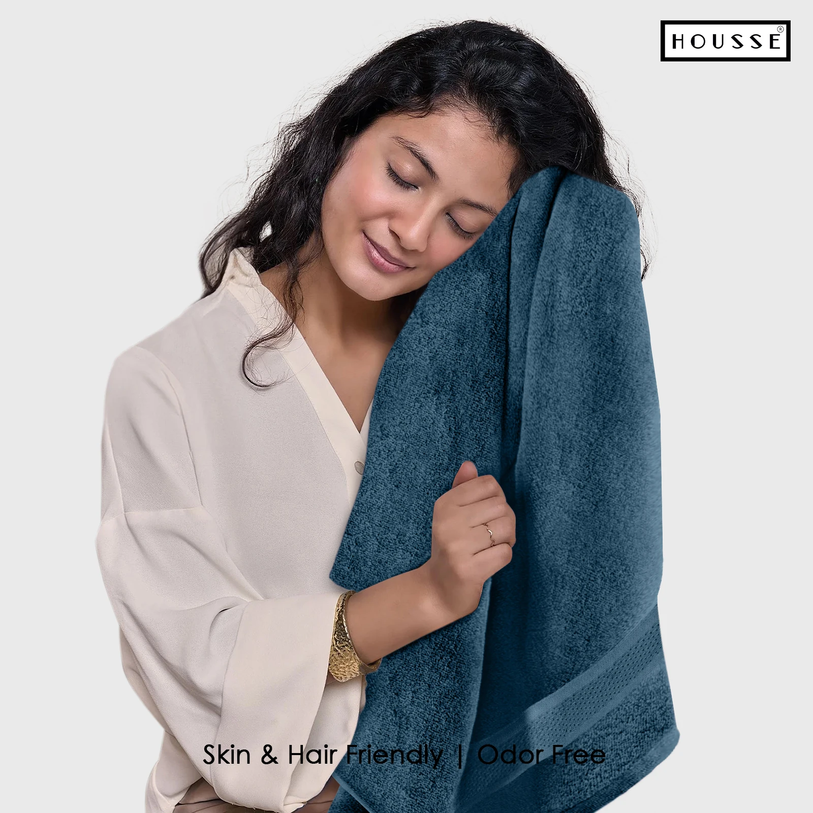 HOUSSE Nexora 100% Pure Cotton 600 GSM Bath Towel 75x150 cm – Extra Large, Ultra Soft, Quick Dry & Highly Absorbent Premium Towel for Home, Travel & Daily Use (Stormy Blue)