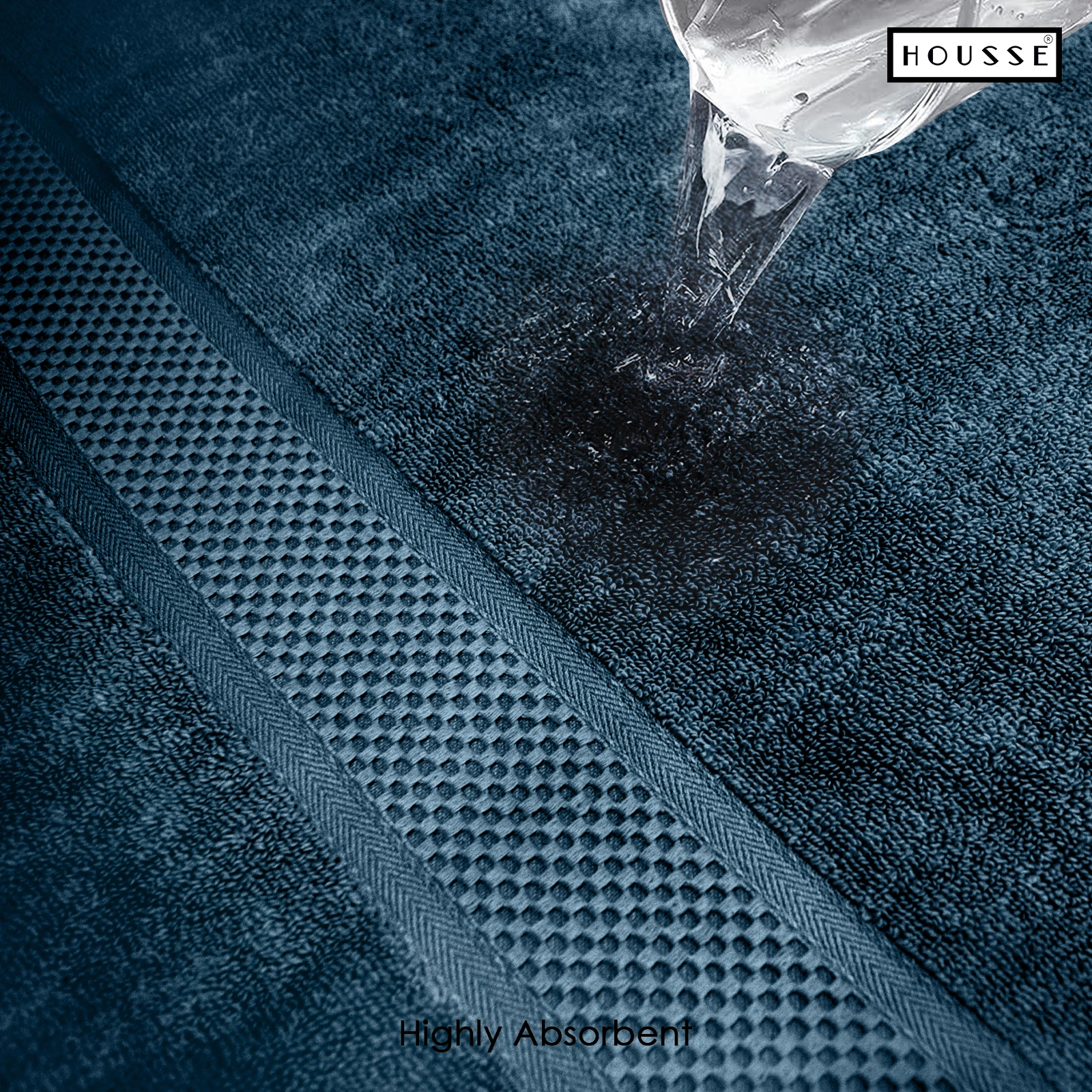 HOUSSE Nexora 100% Pure Cotton 600 GSM Bath Towel 75x150 cm – Extra Large, Ultra Soft, Quick Dry & Highly Absorbent Premium Towel for Home, Travel & Daily Use (Stormy Blue)