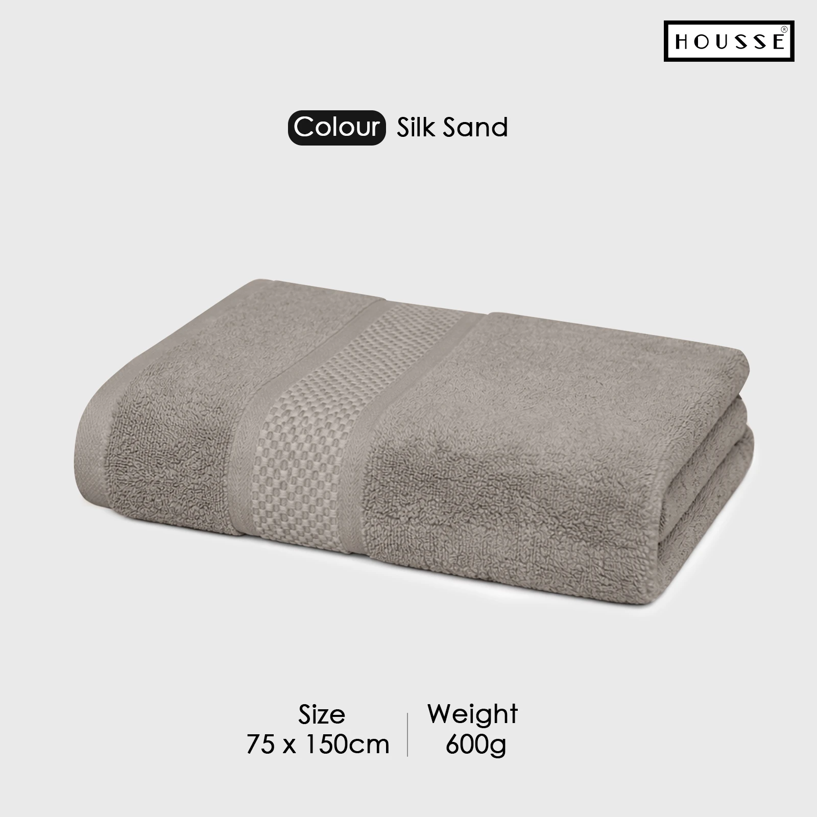 HOUSSE Nexora 100% Pure Cotton 600 GSM Bath Towel 75x150 cm – Extra Large, Ultra Soft, Quick Dry & Highly Absorbent Premium Towel for Home, Travel & Daily Use (Silk Sand)