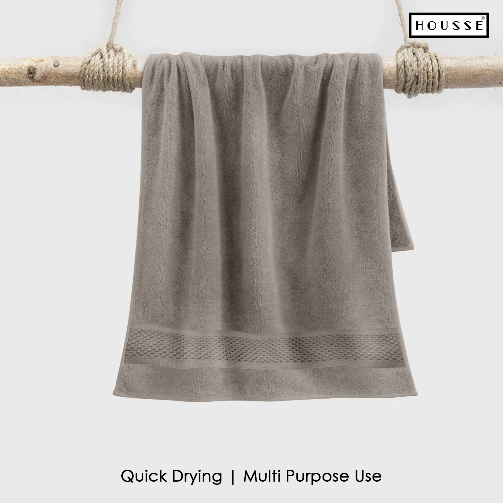 HOUSSE Nexora 100% Pure Cotton 600 GSM Bath Towel 75x150 cm – Extra Large, Ultra Soft, Quick Dry & Highly Absorbent Premium Towel for Home, Travel & Daily Use (Silk Sand)