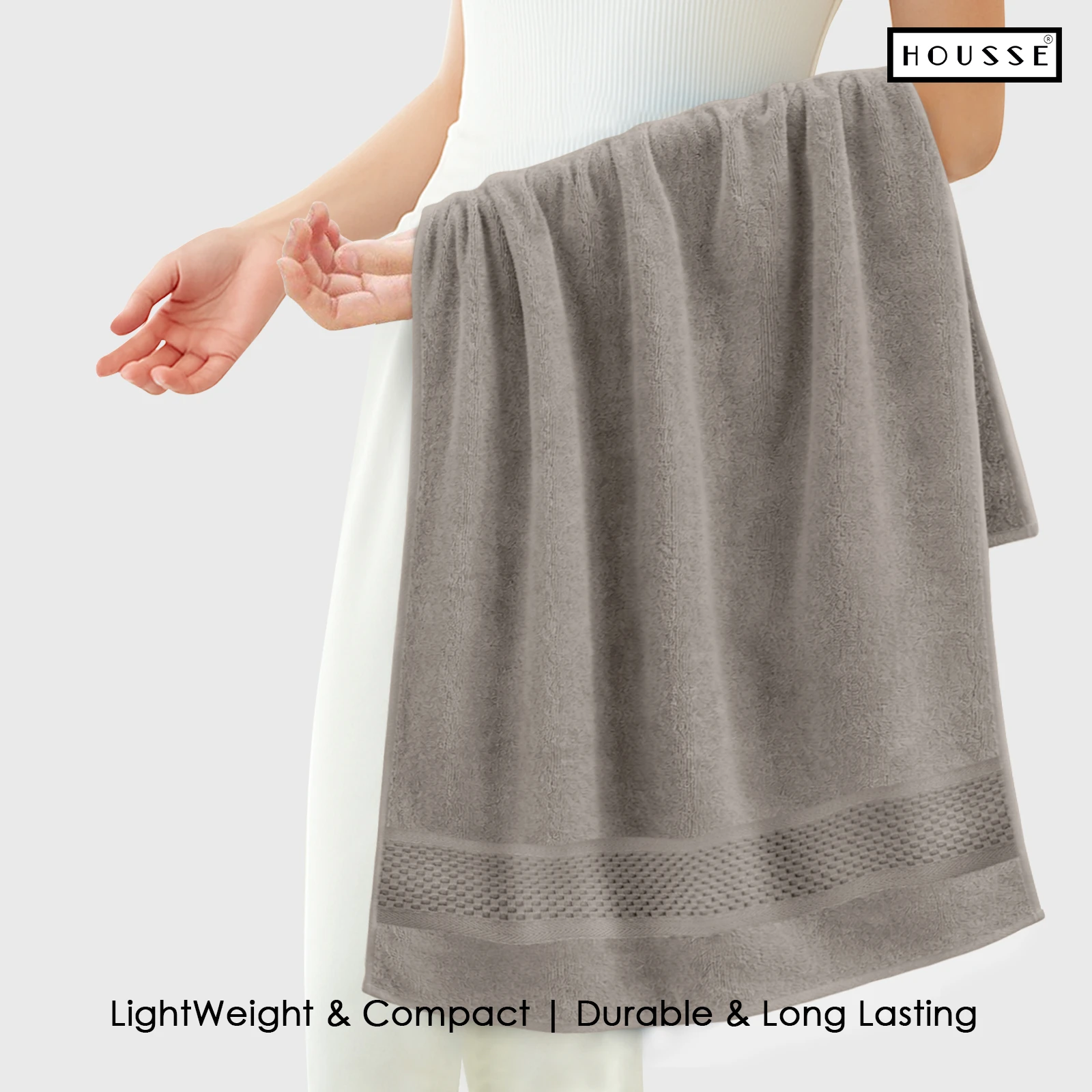 HOUSSE Nexora 100% Pure Cotton 600 GSM Bath Towel 75x150 cm – Extra Large, Ultra Soft, Quick Dry & Highly Absorbent Premium Towel for Home, Travel & Daily Use (Silk Sand)