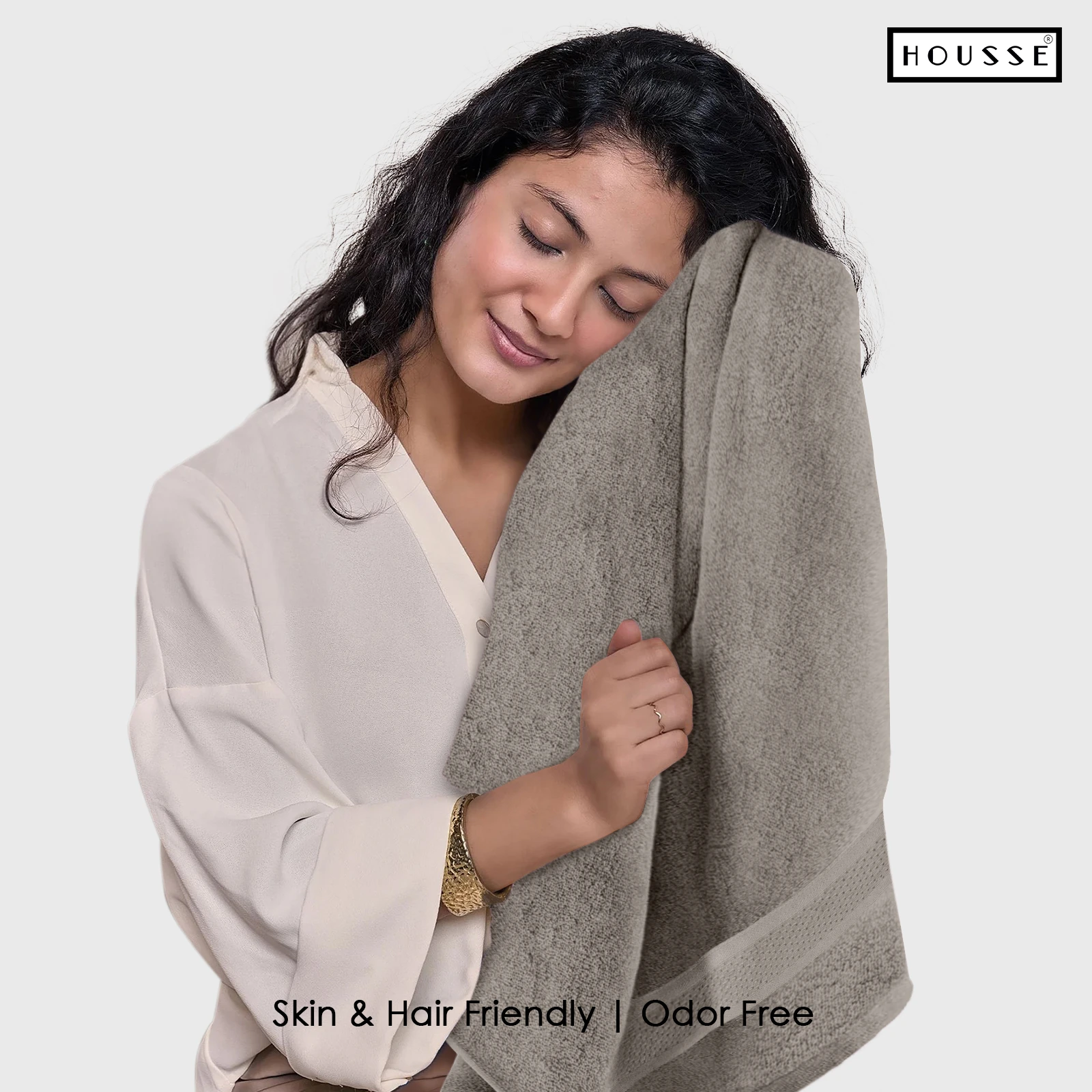 HOUSSE Nexora 100% Pure Cotton 600 GSM Bath Towel 75x150 cm – Extra Large, Ultra Soft, Quick Dry & Highly Absorbent Premium Towel for Home, Travel & Daily Use (Silk Sand)