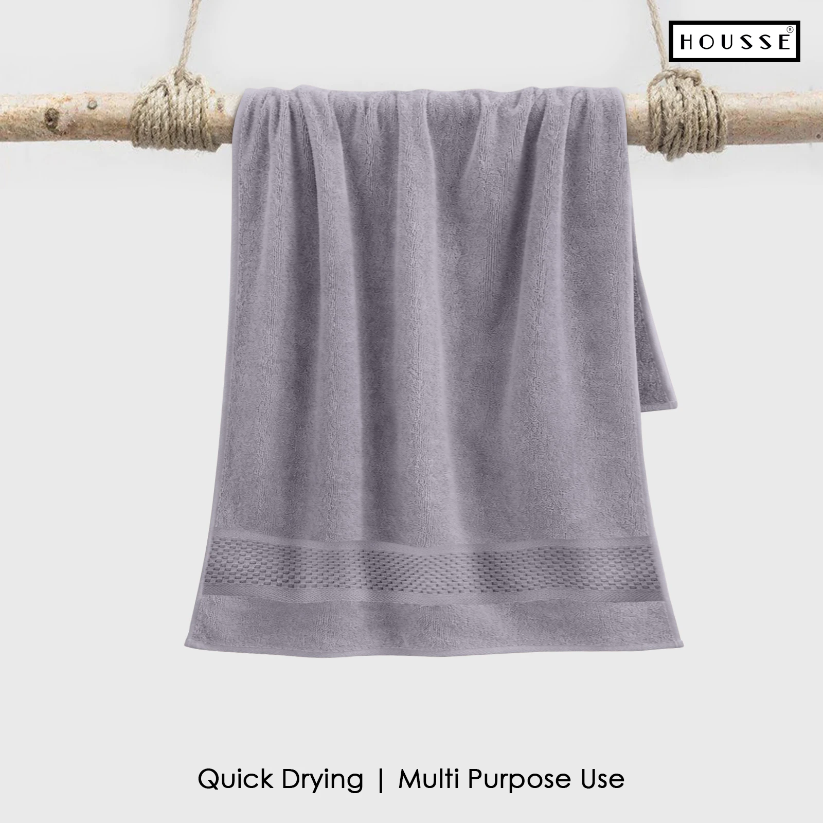 HOUSSE Nexora 100% Pure Cotton 600 GSM Bath Towel 75x150 cm – Extra Large, Ultra Soft, Quick Dry & Highly Absorbent Premium Towel for Home, Travel & Daily Use (Moonstone Grey)