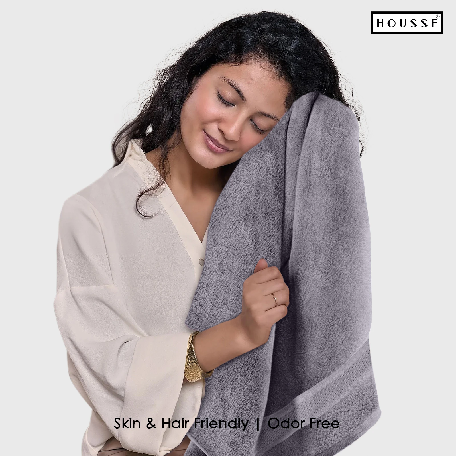 HOUSSE Nexora 100% Pure Cotton 600 GSM Bath Towel 75x150 cm – Extra Large, Ultra Soft, Quick Dry & Highly Absorbent Premium Towel for Home, Travel & Daily Use (Moonstone Grey)