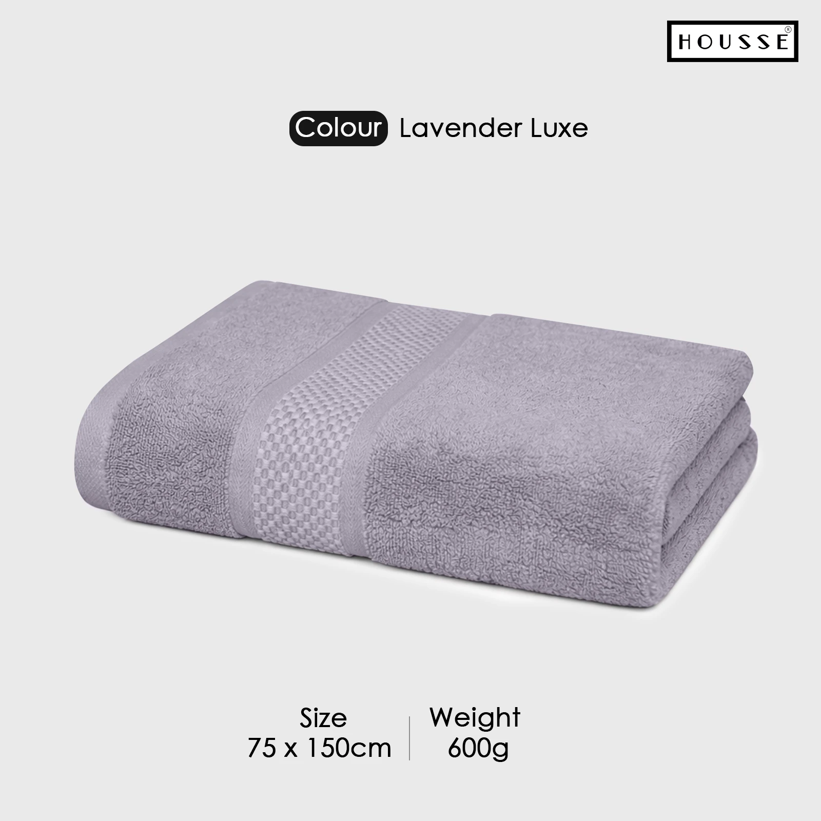 HOUSSE Nexora 100% Pure Cotton 600 GSM Bath Towel 75x150 cm – Extra Large, Ultra Soft, Quick Dry & Highly Absorbent Premium Towel for Home, Travel & Daily Use (Lavender Luxe)