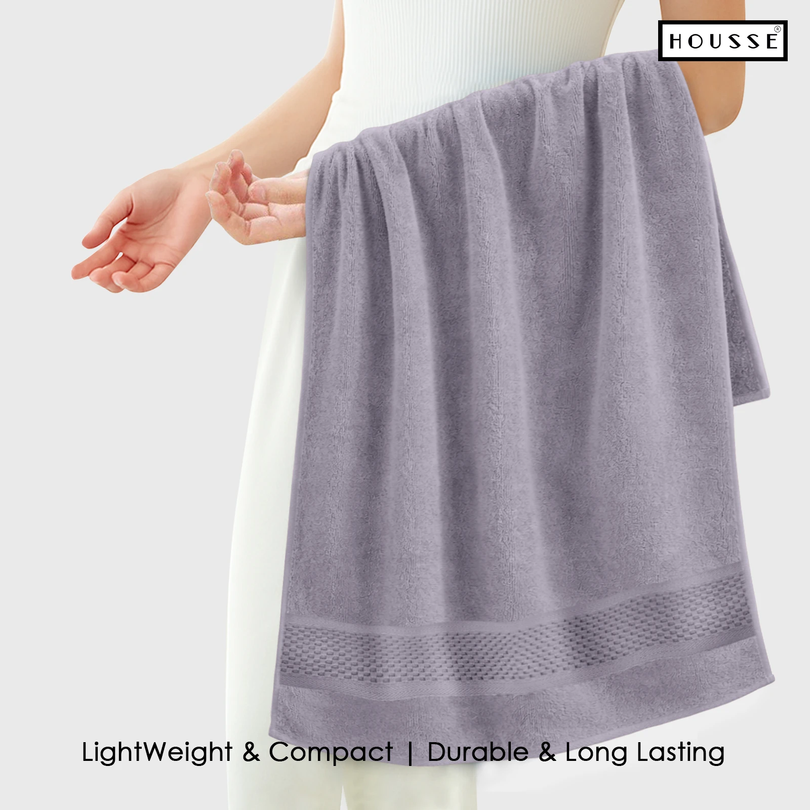 HOUSSE Nexora 100% Pure Cotton 600 GSM Bath Towel 75x150 cm – Extra Large, Ultra Soft, Quick Dry & Highly Absorbent Premium Towel for Home, Travel & Daily Use (Lavender Luxe)