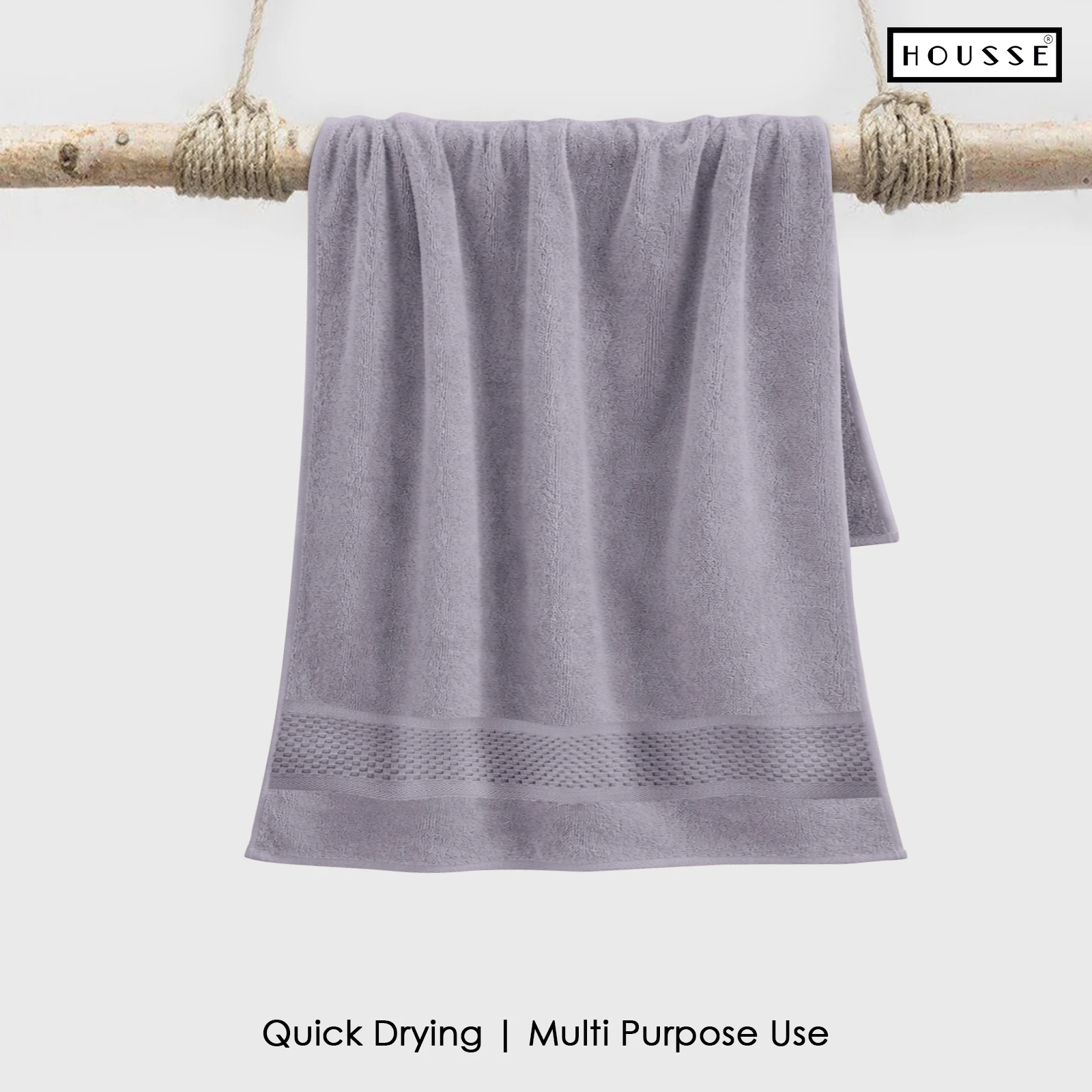 HOUSSE Nexora 100% Pure Cotton 600 GSM Bath Towel 75x150 cm – Extra Large, Ultra Soft, Quick Dry & Highly Absorbent Premium Towel for Home, Travel & Daily Use (Lavender Luxe)