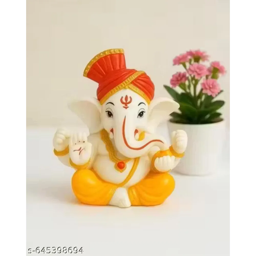 Handcrafted Ganeshji Idol with Pagri – Decorative Lord Ganesha Statue for Home & Pooja