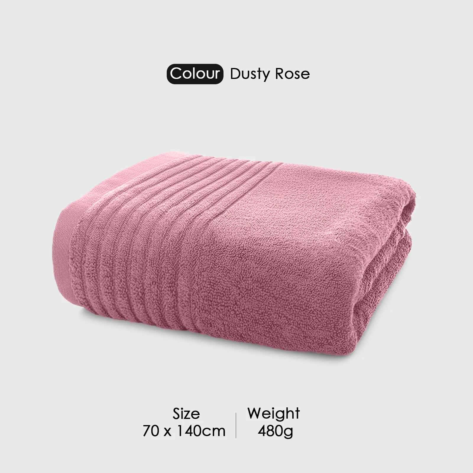 HOUSSE Natura Luxury Bamboo Bath Towel 600 GSM – Zero Twist Terry, Extra Large 70×140 cm, Soft, Absorbent & Eco-Friendly Hotel Spa Towel for Men/Women-Dusty Rose